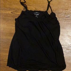 Black ruched cotton tank